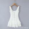 French Niche Sweet Lotus Leaf Edge Waist Thin Embroidery Sleeveless Mini Dress Women's Summer Pure Desire Suspender Short Skirt