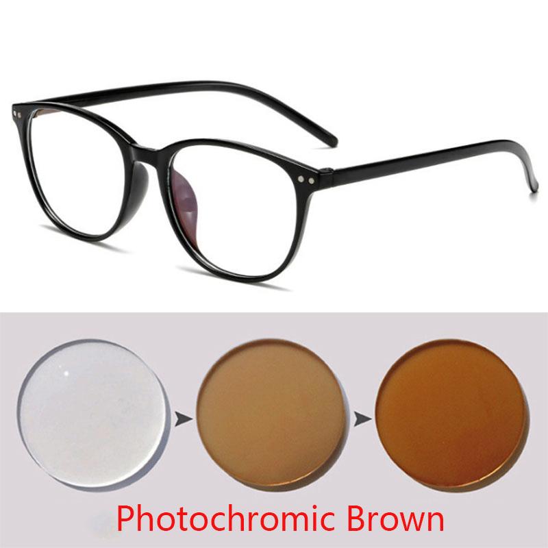 Rivets Finished Myopia Glasses Change Color Photochromic Eyewear Women Men Prescription 0 -0.5 -1.0 -1.5 -2.0 -2.5 -3.0 To -6.0