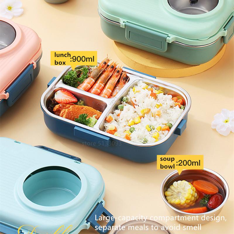 304 Stainless Steel Lunch Box For Kids Removable Food Container Box With Soup Container Portable Lunchbox School Child