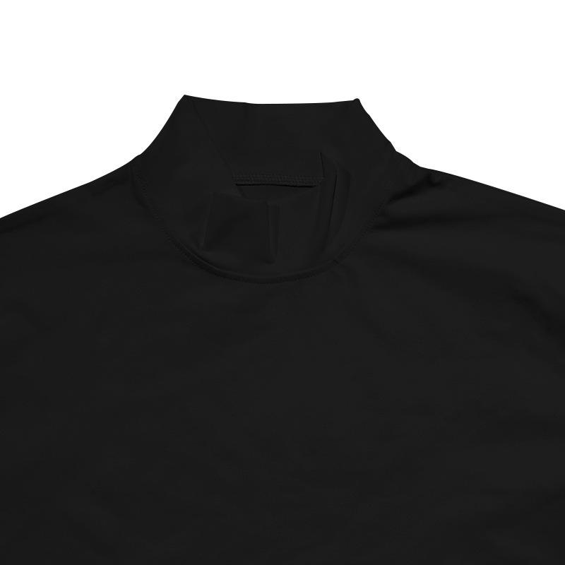 2024 Summer Men's Solid Color Short-Sleeve High-Neck T-Shirt