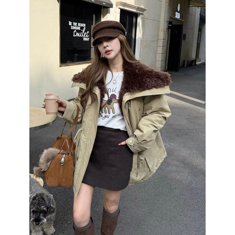 Tooling wind fur collar Parker cotton clothes women, winter new thickened warm waist cotton coat