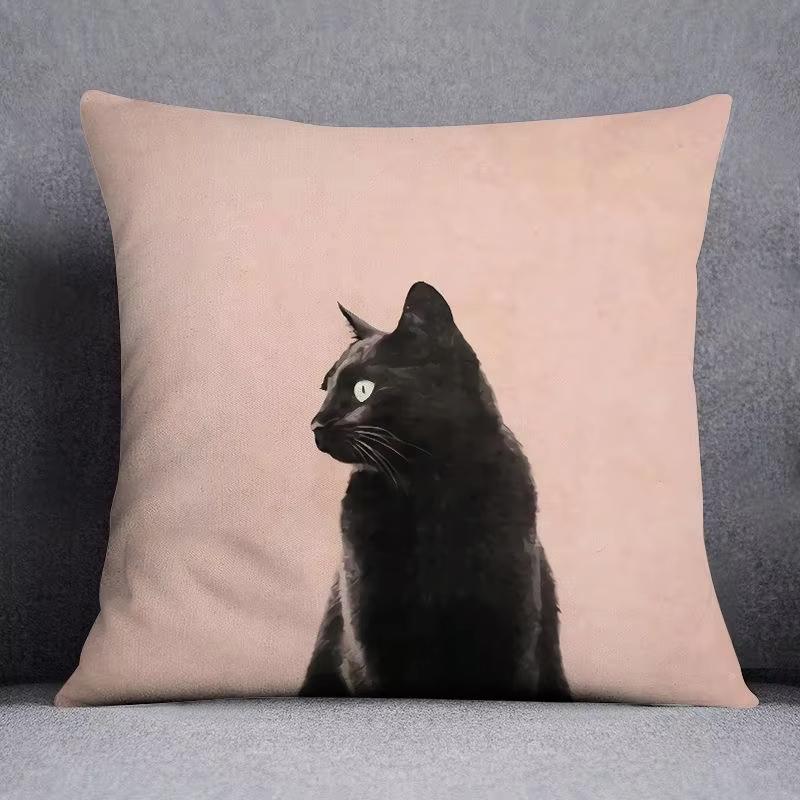 1Pc Double Sided Printed Cute Cat Pattern Pillowcase Adorable Feline Design Cushion Cover For Sofa Bedroom Home Decor No Pillow