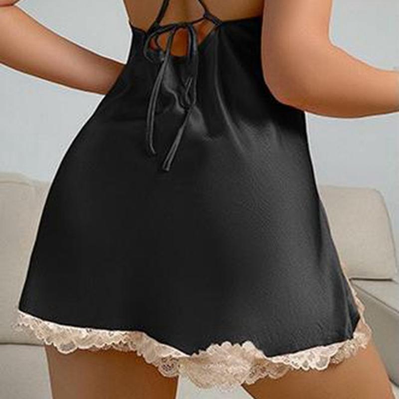 Women Spaghetti-strap Nightgown Lace Dress Sleeping Robe