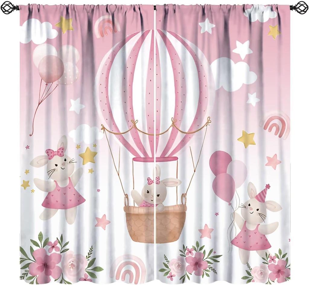 Kids Safari Animals Curtains Tropical Jungle Adventure African Lion Elephant Monkey Print Window Drapes Baby Curtain Polyester