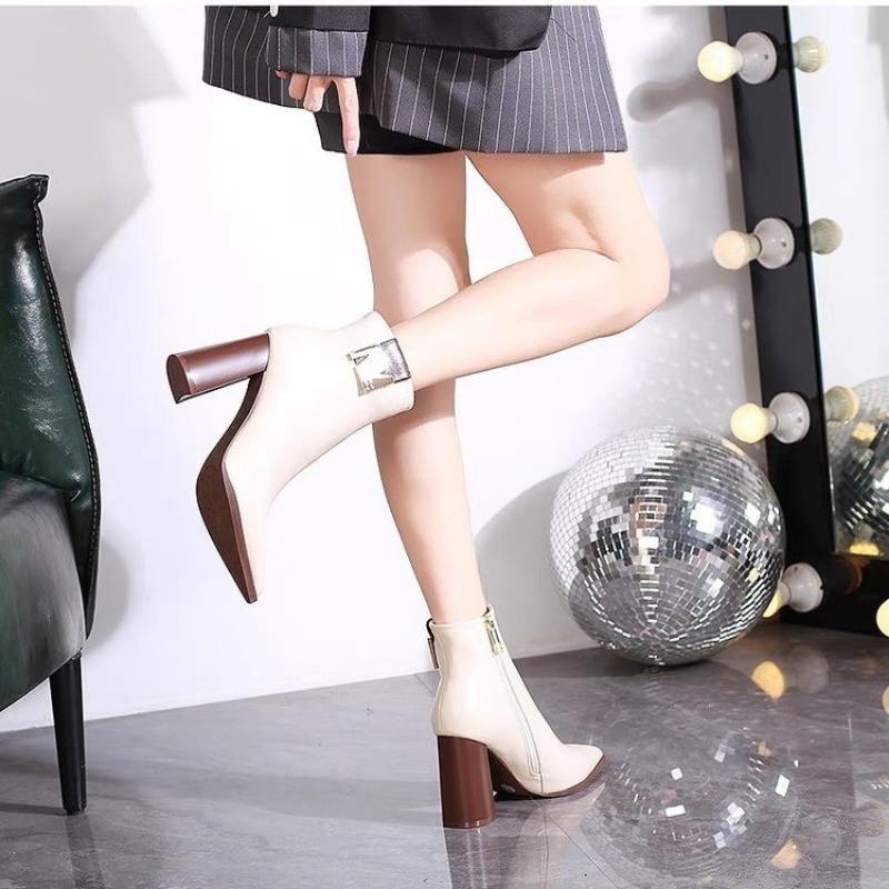 2025 Spring Autumn High Heels Women Ankle Boots Woman Short Boots High Heel Shoes Small Plus Size 30 - 40