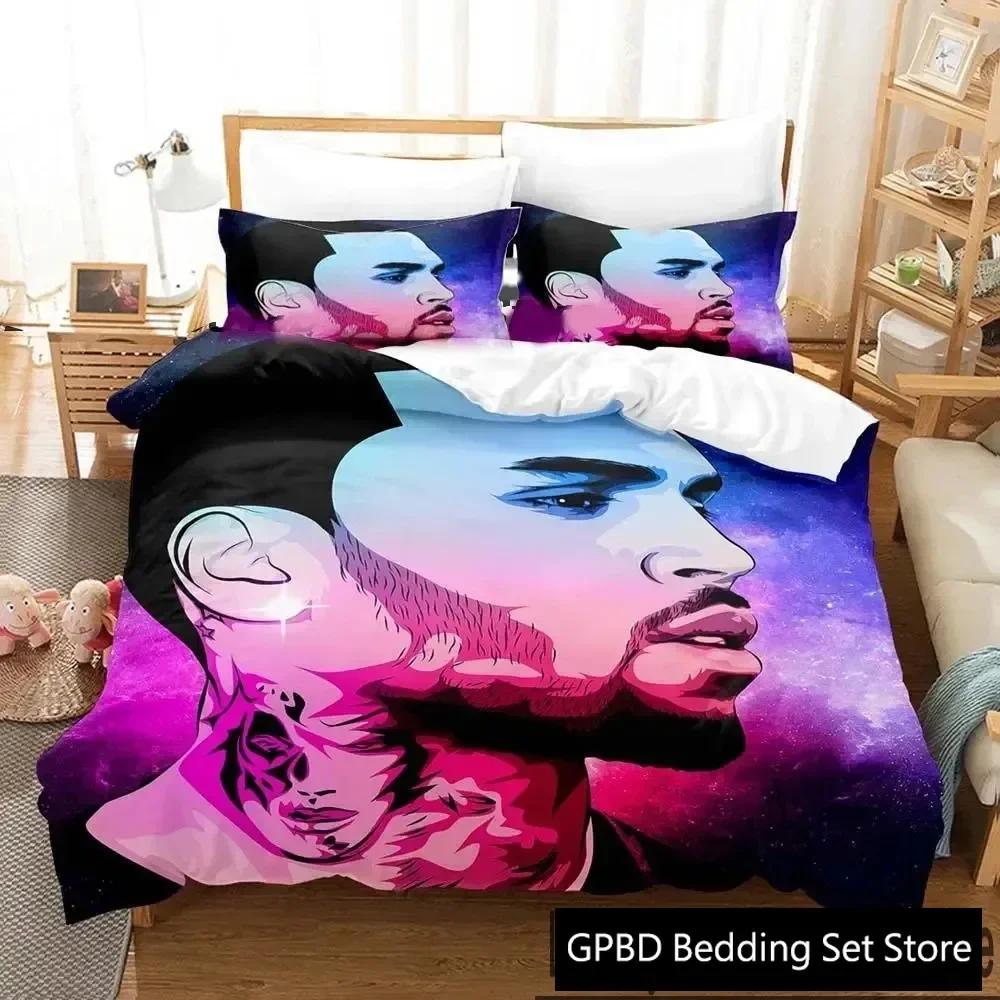 

3D Print Chris Brown 3D Bedding Set Duvet Cover Pillowcases Single Twin Full Queen King Size Home Decor Pillowcase Boys Gift 70x133cm 2pcs