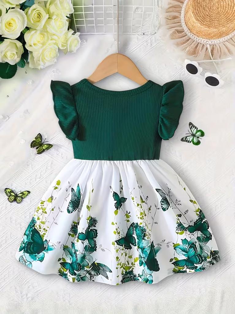 Baby Girls Floral Print Dress Casual Sleeveless Summer Princess Dress Cute Kids Clothing for Toddlers