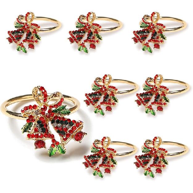 Christmas Santa Claus Napkin Rings Set of 8, Xmas Napkin Rings for Dining Table Setting, Dinner Tables Rings for Weddings, Family, Christmas,