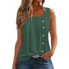Moda damska Casual Podstawowy Plisowany Zwykły guzik Kwadratowy kołnierzyk Kamizelka bez rękawów Letnie podkoszulki z nadrukiem