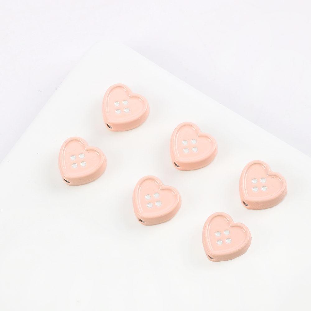 Cute Sweet Metal Love Button-Shaped Jewelry Accessories Wind Hair Accessories Mobile Phone Case Diy Necklace Material