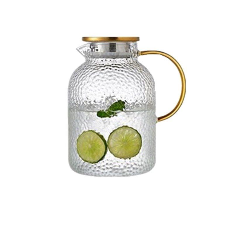 Glass Water Pitcher with Spout and Lid,