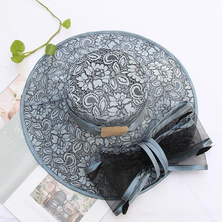 Fashion Trendy Brand Breathable Mesh Visor Women'S Summer Lace Flower Beach Hat Folding Sunscreen Sun Hat