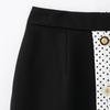 2025 Women's Slim Fit Round Neck Short Coat & Polka Dot Patchwork Skirt Set