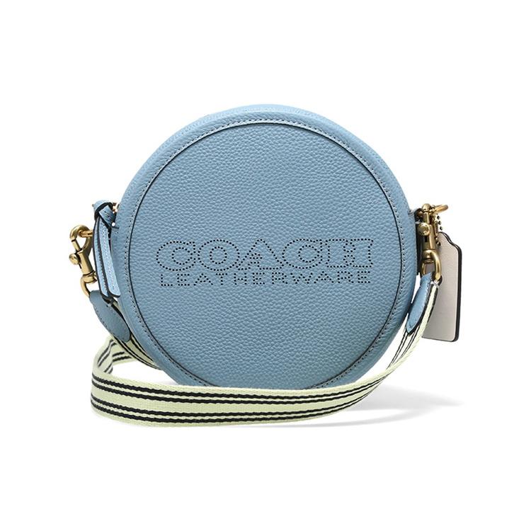 

New COACH Kia Pebbled Leather Cylinder Bag, One Shoulder Handbag, Crossbody Bag Women s Haze Blue C3427-B4EWK 18.0*6.1*18.0CM