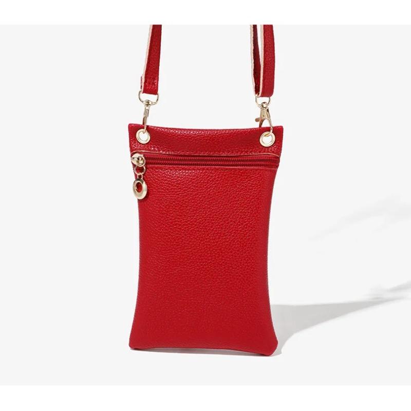 Damska torba na telefon typu crossbody z PU, wzorem Litchi, długi pasek na ramię, pojedyncza torba na ramię, spersonalizowany modny portfel i torebka