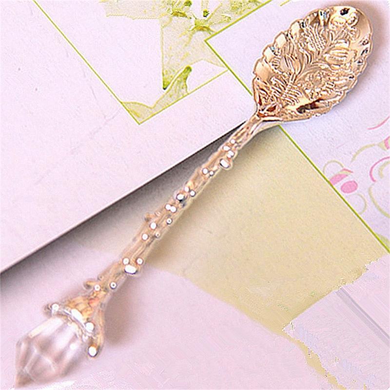 Retro Crystal Head Kirsite Spoon Elegant Antique Designs For Dessert Salt Coffee Teas Utensils Durable Kitchens Tool