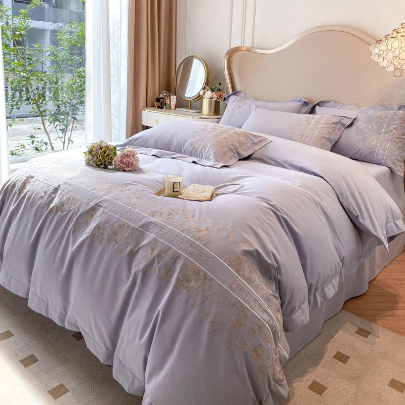 Maternal And Infant Grade Class A 100 Long-Staple Cotton Four-Piece Set, High-End Pure Cotton Cotton Embroidery Simple Atmospheric Bed Sheet Mattress