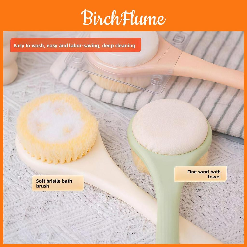 Dualsided Bath Brush With Long Handle For Exfoliation And Body Scrubbing