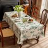 Square Vintage Cotton Linen Tablecloth with Stitching Tassels Washable Fabric Table Cover for Christmas Dining Kitchen Tea Party