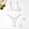 Solid Color Split Swimsuit Girls Sexy Deep V Gather Bikini Straps Premium Sense Pure Erotic Swimsuit