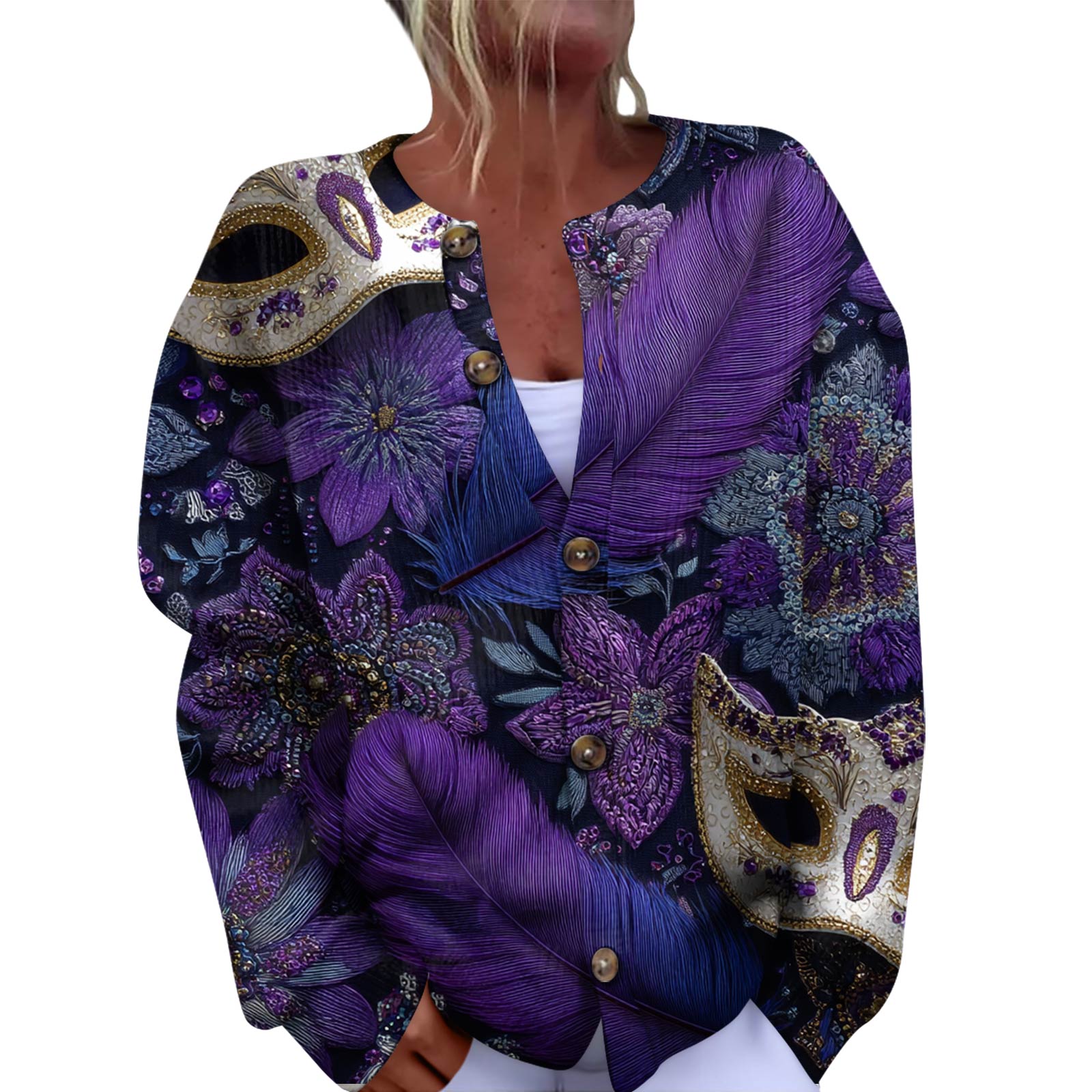 

Женский модный фестивальный вязаный кардиган с длинными рукавами и застежкой на пуговицы XXL