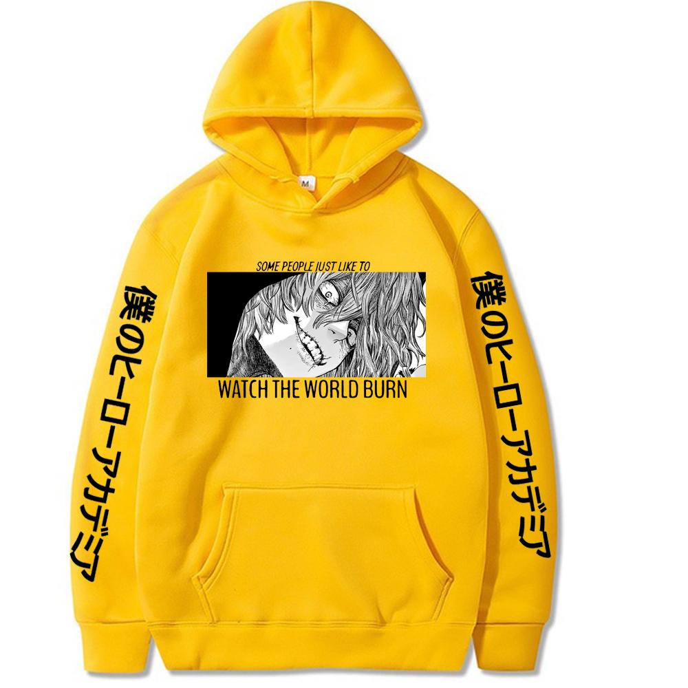 

Harajuku Аниме Моя геройская академия Шигараки Томура Глаза Печатный капюшон Мужчины Женщины Повседневные толстовки Свободный пуловер Манга Толстовка 4XL жёлтый