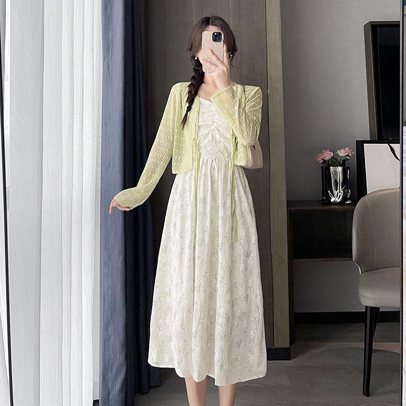 Floral Camisole Dress & Sun Protection Cardigan Set - 2026 Spring/Summer Gentle Sweet Style