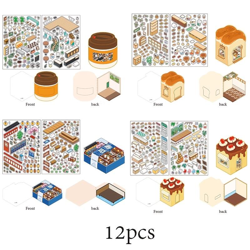 

Набор мультяшных наклеек для DIY, двухслойная миниатюрная сцена, 2.5D матовая пленка, наклейки для автомобиля/пейзажа, украшение сцены для ручного учета
