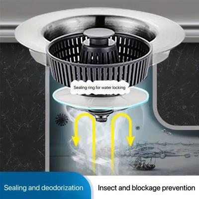 1pc304 Stainless Steel Kitchen Sink with Drain Plug, Pressure Sink, Spring Core, Filter, Anti-clogging Accessories