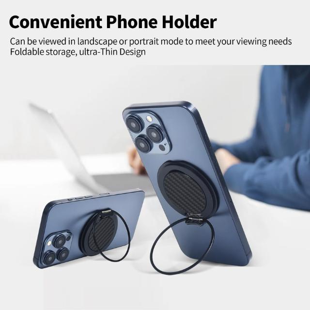 Aramid Fiber Magnetic Ring Holder with 360 Rotation Finger Kickstand Phone Grip Compatible with iPhone and Samsung Smartphones