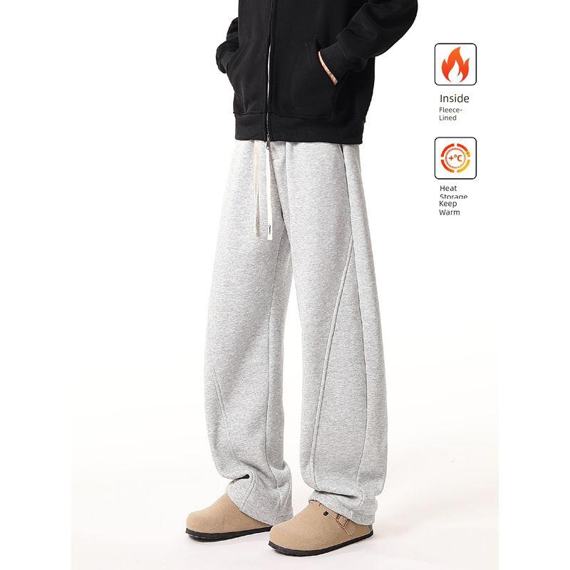 51 Hip-hop Winter Fleece-lined Thickened Casual Trousers Boys Retro American Machete Pants Loose Sports Wide Leg Sweatpants