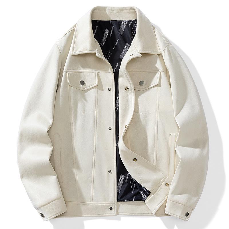 Men’s 2024 Autumn Suede Jacket: Trendy Loose Fit with Turn-Down Collar - Versatile Casual Top.