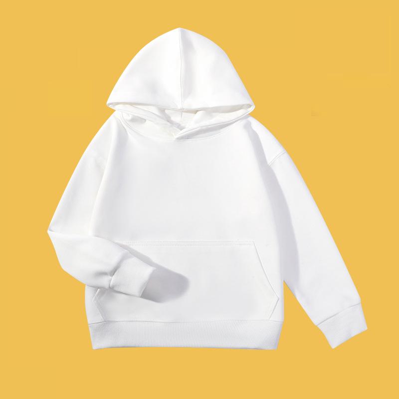 

2025 Winter HT300B Kids 300g Drop Shoulder Cotton Silk Pullover Hoodie 100cm білий