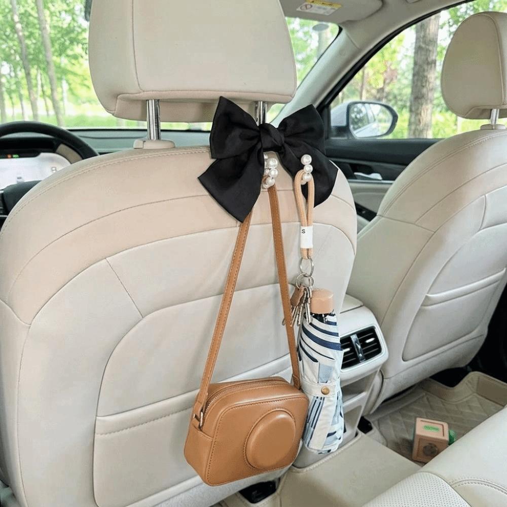 Clip On Seat Back Hanger Bowknot Design Car Organizer Vehicle Decor Backseat Hook Car Interior