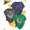 New Summer Collection: Simple and Elegant for Women 3 Individual Party Costumes Moon Phase Floral Print Round Neck Casual Fashion Retro