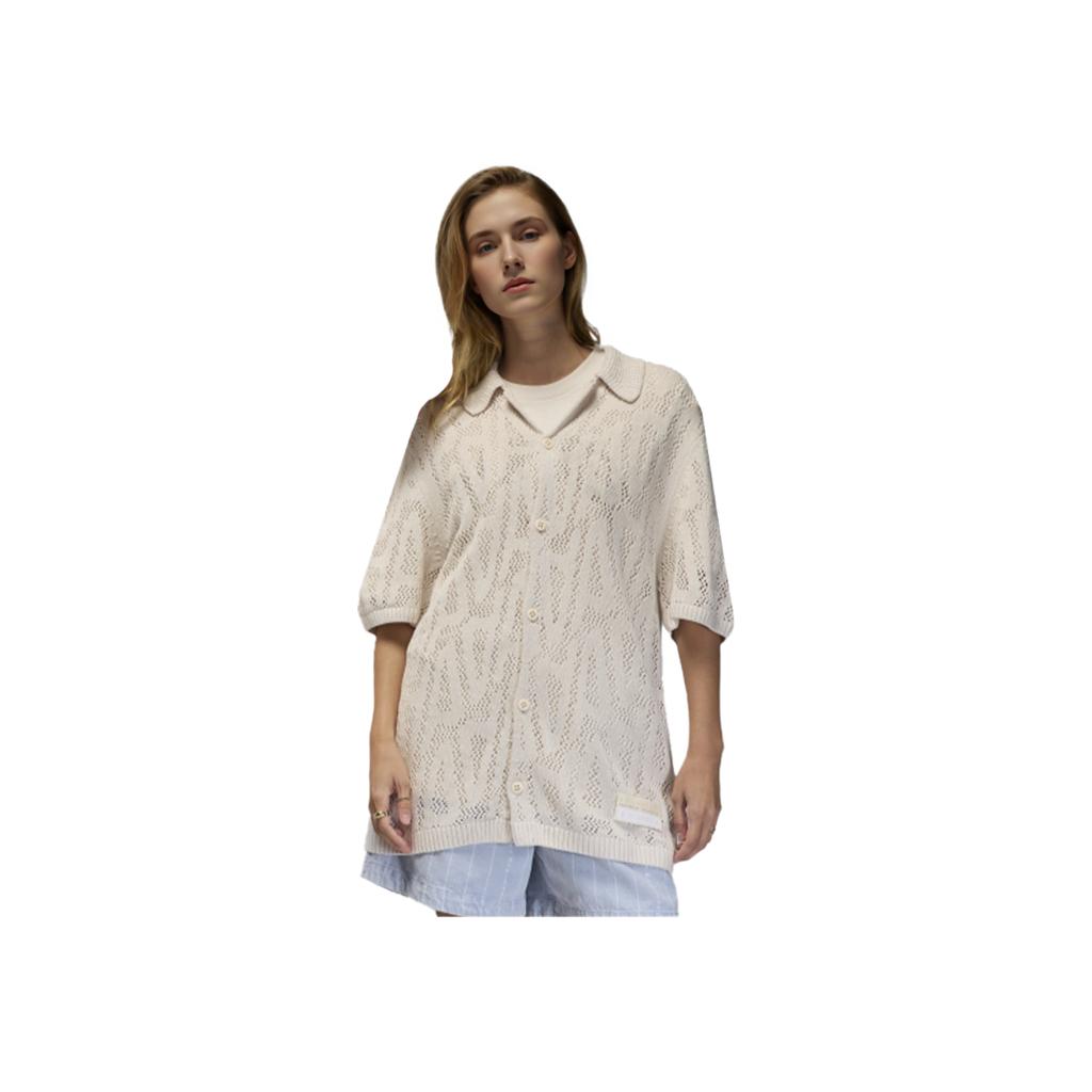 Jordan X A Ma Maniére Colaboración Color Sólido Exterior Casual Deportivo Manga Corta Camiseta de Punto Unisex tops Phantom-Gray Blanco HF0535-030