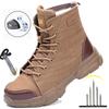 Men Steel Toe Work Boots Anti Smash Anti Piercing Safety Shoes Non-slip Indestructible Shoes Male Female Construction Work Shoes