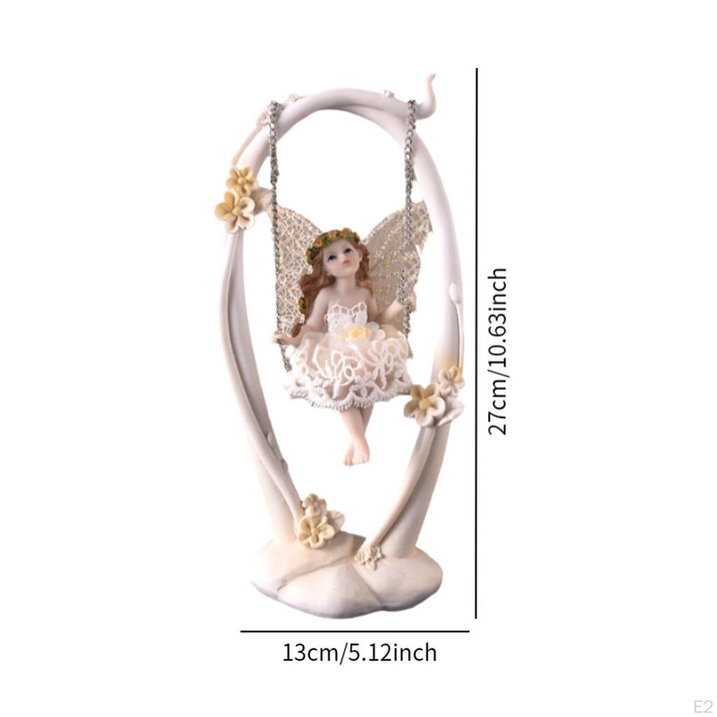 Swing Fairy Statue Desktop Ornament Creative Sculpture Decorative Figurine for Cabinet Bedroom