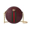 Bolso Redondo de Piel con Tira Web y Logo Dorado para Mujer Bolsos de Mano Rojo Profundo 550618-CWG1G-6673