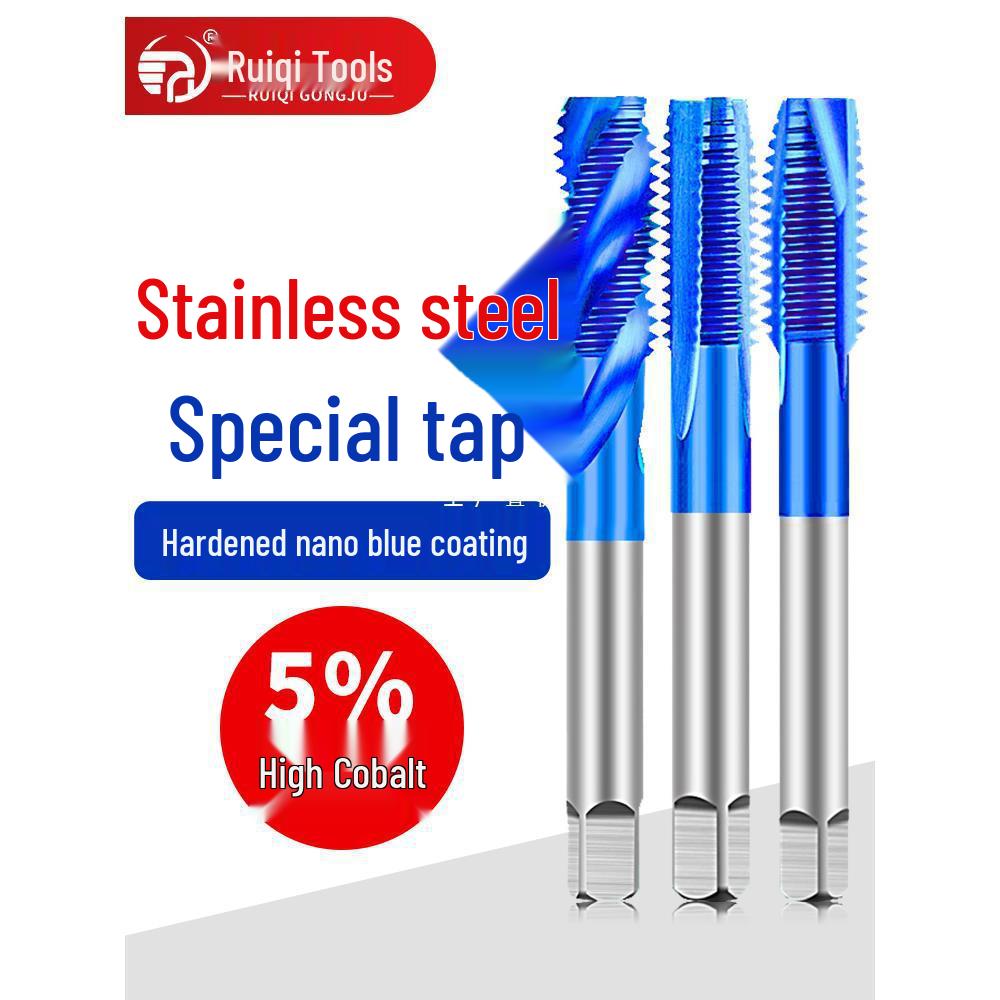 Cobalt Blue Nano-Coated Stainless Steel Spiral Tap Drill Bit Set M2-M8