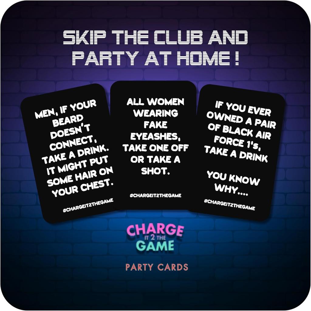 Charge It 2 Drinking Cards 90-Card Adult Party Game for Bachelorette Parties