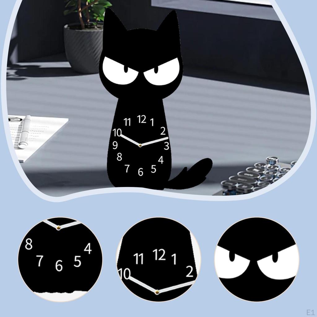 Cat Clock Decorative Animal Silent Modern Cartoon Compact Acrylic Home Decoration Ornament for