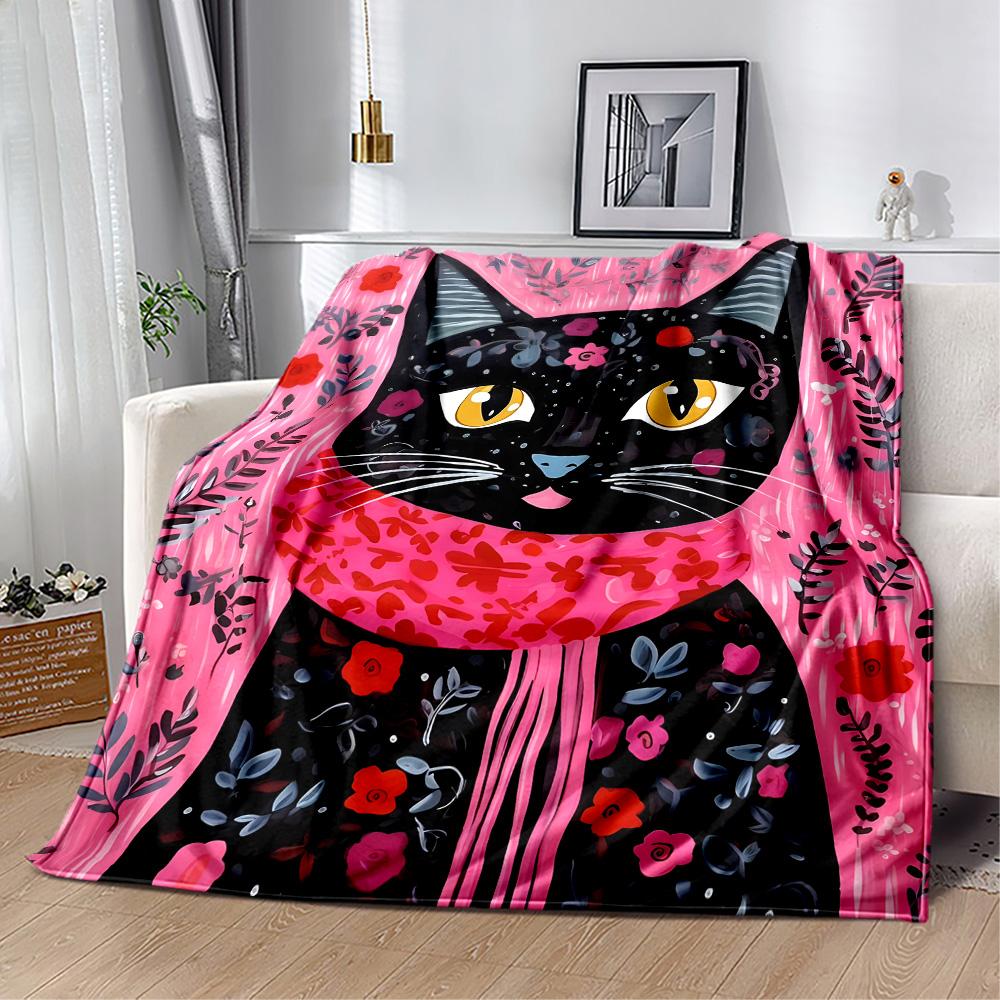 1pc Egyptian Cat Artwork blanket Soft and Warm for Sofa Office Camping Travel Livingroom Great Gift for Friends and Family Comfortable
