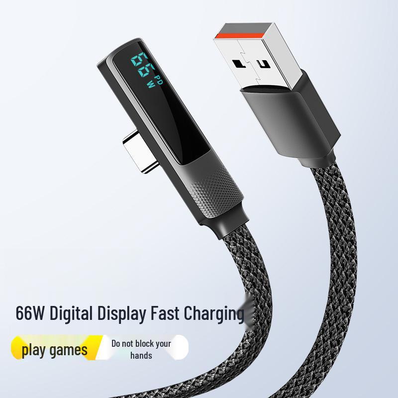 

100W Fast Charging Type-C Elbow Cable with Digital Display 1.2m