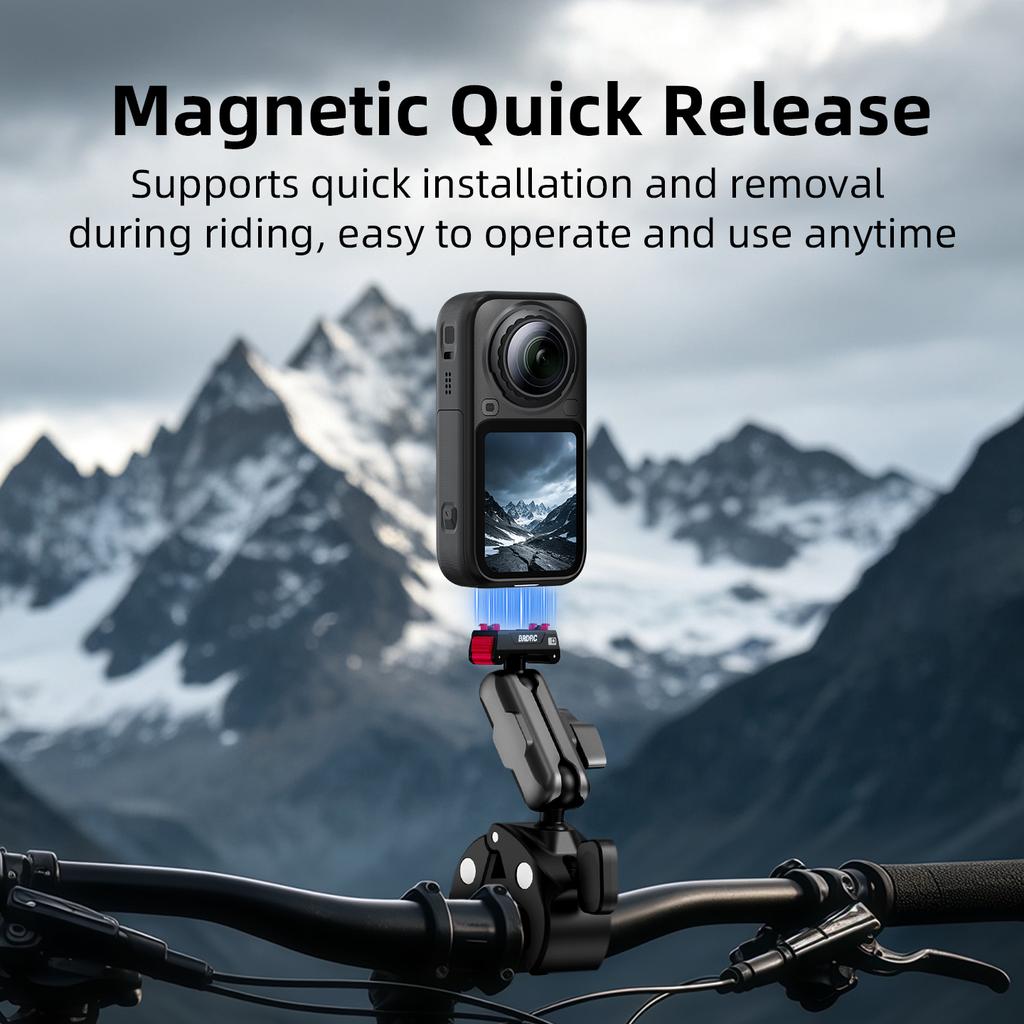 Motorcycle Bike Handlebar Mount Quick Release for Insta360 X6 X5 Ace Pro 2 Adjustable Action Camera Clamp Mount Accessories