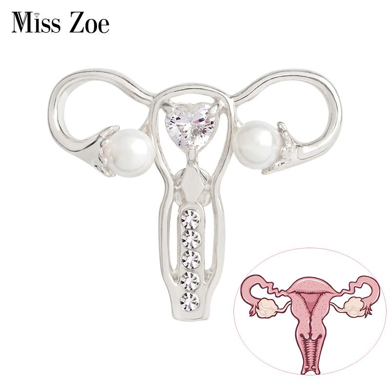 Toto Market Women's Womb Uterus Brooch Pins Zircon Pearl Organ Medical Jewelry Gynecology Medicine Symbol Gift For Doctor Nurse