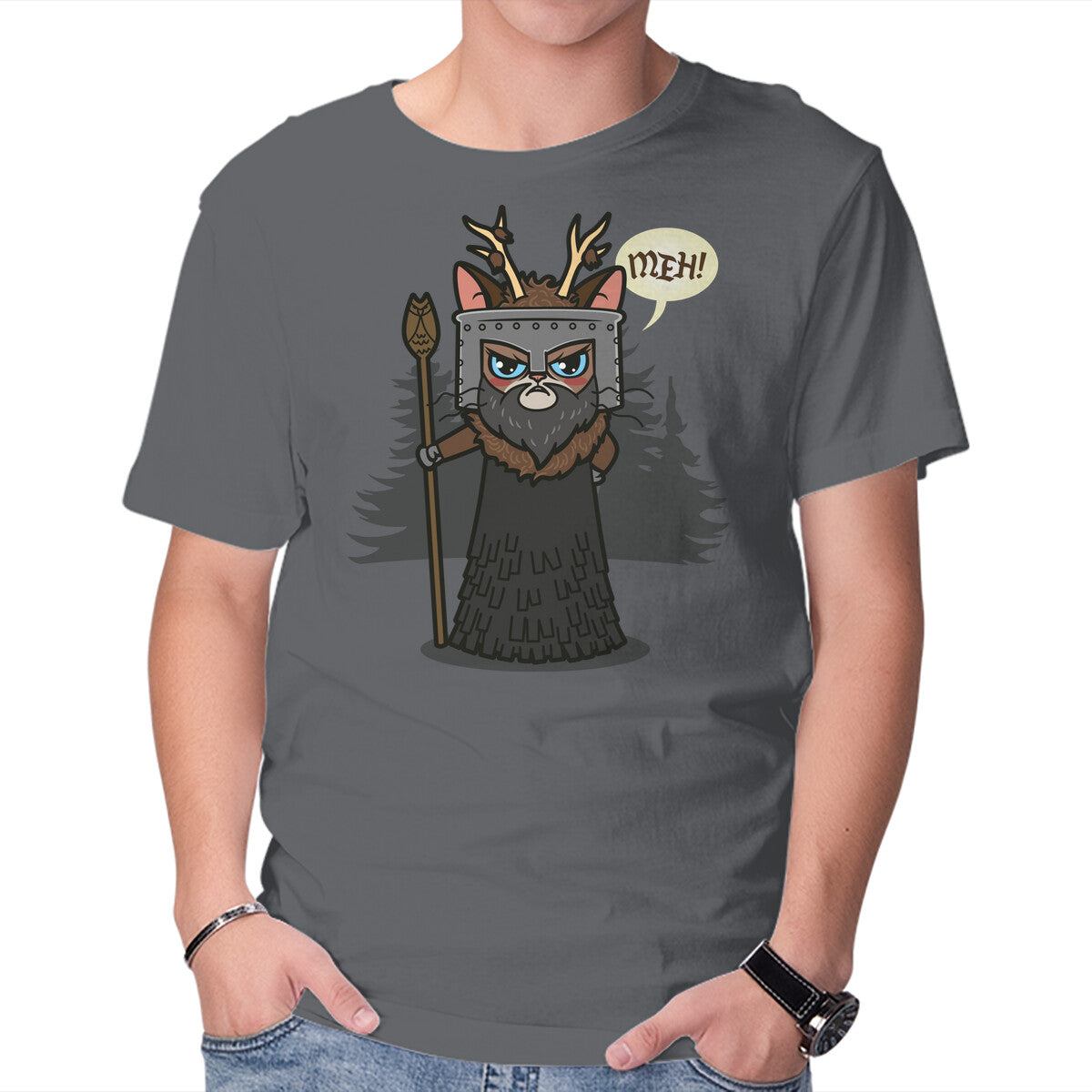 Unisex Crew Neck T-Shirt The Knight Who Says Meh Graphic Short Sleeve Casual Tee M