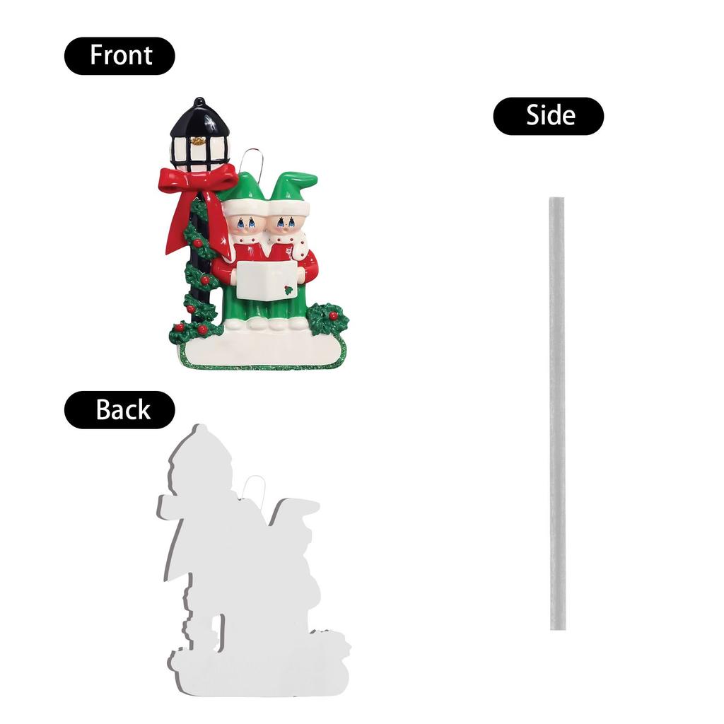 Resin Family Christmas Ornament Holiday Decoration Hanging Pendant for Christmas Tree Festive Home Decor with Lantern and Carolers Design