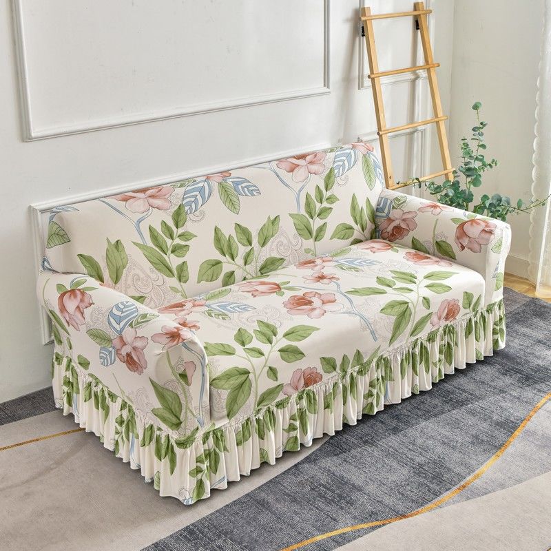 Classic Elastic Printed Sofa Slipcover with Skirt - Universal Furniture Protector for Armchair, Loveseat, 3-Seater, 4-Seater, and Sectional Sofas