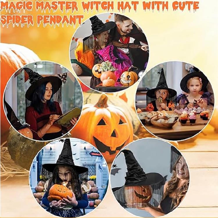 Halloween Party Witch Hat for Women Wide Brims Wizard Hat Girl Headwear